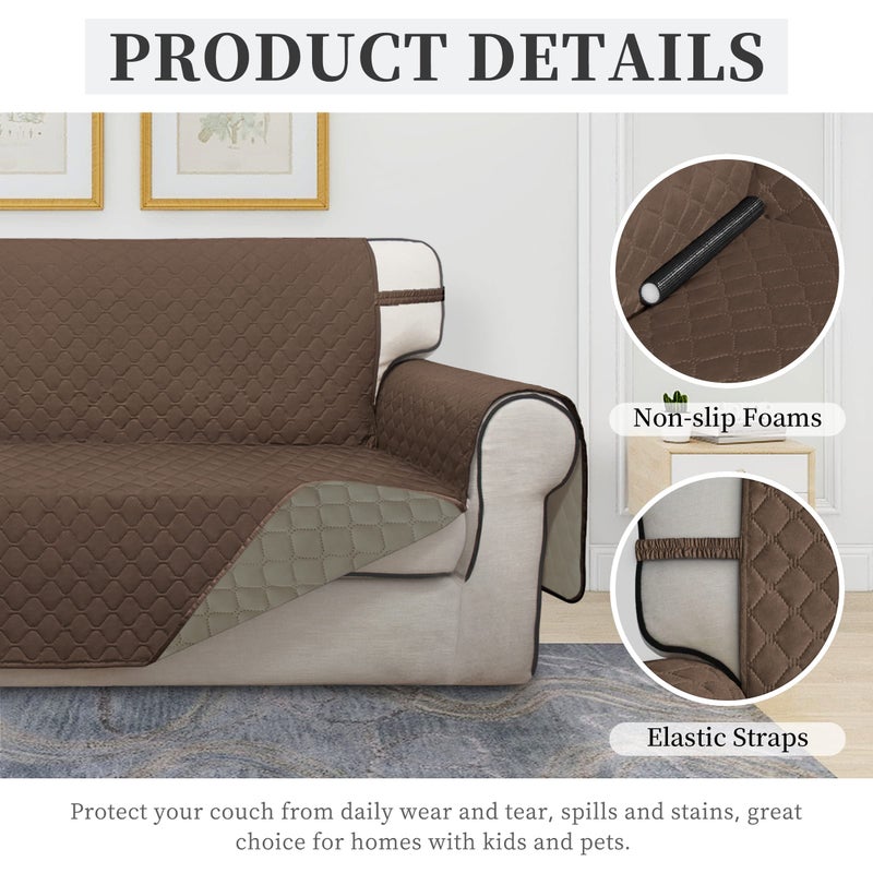 ISSUNTEX Double Protection 100% Waterproof Loveseat Sofa Covers for Living Room  Couch Covers for 2 Cushion Couch Sofa  Reversible Furniture Protector Sofa Cover for Dogs (Loveseat  Brown/Beige) - Image 5